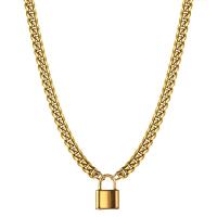 Stainless Steel Jewelry Necklace, Lock, plated, fashion jewelry & for woman .75 Inch 