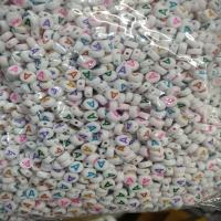 Perles lettre acrylique, plastique, Plat rond, DIY & émail, couleurs mélangées 500/sol, Vendu par sol