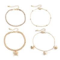Zinc Alloy Anklet, plated, multilayer & for woman & with rhinestone 