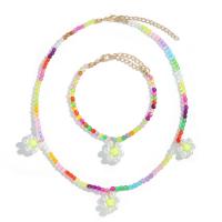 Акриловые ожерелье, Seedbead, браслет & ожерелье, с Акрил, 2 шт. & ювелирные изделия моды & отличается упаковка стиль для выбора & мяч цепь & Женский, Случайный цвет, продается PC