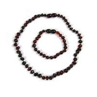 янтарь модный ювелирный набор, браслет & ожерелье, полированный, для детей, Много цветов для выбора, длина:32 см, продается PC