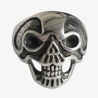 Titanium Steel Finger Ring, Skull, polished & hollow 