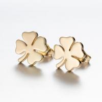 Stainless Steel Stud Earring, Four Leaf Clover, plated, fashion jewelry & for woman 