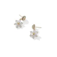 Zinc Alloy Rhinestone Drop Earring, petals, gold color plated, fashion jewelry & with rhinestone, golden, nickel, lead & cadmium free 