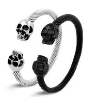 Titanium Steel Cuff Bangle, Skull, plated, Unisex & blacken 170mm 