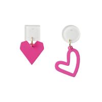 Asymmetric Earrings, Acrylic, with Zinc Alloy, Heart, for woman, rose pink 