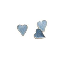 Pendientes asimétricos, aleación de zinc, Corazón, para mujer & esmalte, azul, 10x19mm, Vendido por Par