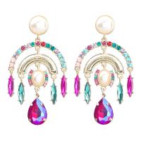 Zinc Alloy Rhinestone Drop Earring, with Plastic Pearl, fashion jewelry & for woman & with rhinestone 