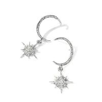 Zinc Alloy Rhinestone Drop Earring, Moon and Star, plated & for woman & with rhinestone nickel, lead & cadmium free, 45mm 