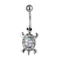 Stainless Steel Belly Ring, 316 Stainless Steel, silver color plated, fashion jewelry & Unisex & with rhinestone, original color 