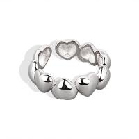 metal Anillo de dedo Cuff, Corazón, chapado, Ajustable & para mujer, más colores para la opción, 6mm, tamaño:14, Vendido por UD