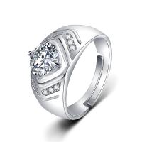 Anilo de dedo de latón, metal, chapado en color de platina, Ajustable & para hombre & con diamantes de imitación, 18mm, Vendido por UD