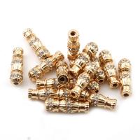 Rhinestone Zinc Alloy Beads, Tube, gold color plated, with rhinestone Approx 2mm 
