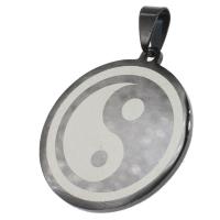 Stainless Steel Pendants, Round, ying yang, original color 
