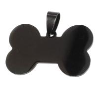 Stainless Steel Pendants, Dog Bone, black 