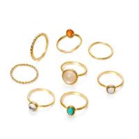 Zinc Alloy Ring Set, finger ring, with Gemstone, plated, 8 pieces & for woman 