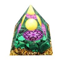 Resin Pyramid Decoration, with Natural Gravel, Triangle, other effects, multi-colored 