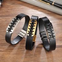 Leather Bracelet, with Titanium Steel, plated, for man 