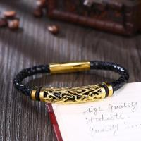PU Leather Bracelet, with Titanium Steel, plated, braided bracelet & for man 