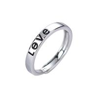 Cupronickel Open Finger Ring, platinum color plated, Adjustable & Unisex & with letter pattern, 3 