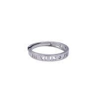 Cupronickel Open Finger Ring, platinum color plated, Adjustable & Unisex & with rhinestone & hollow, 3mm 