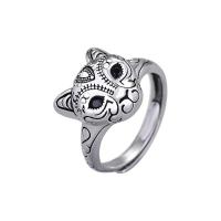 Cupronickel Open Finger Ring, Leopard, platinum color plated, Adjustable & Unisex & with rhinestone, 3 