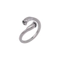 Cupronickel Cuff Finger Ring, Foot, platinum color plated, Adjustable & Unisex, 3mm 