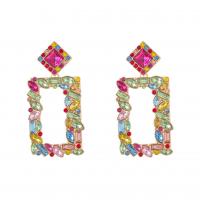 Zinc Alloy Rhinestone Drop Earring, plated, fashion jewelry & for woman & with rhinestone 