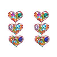 Zinc Alloy Rhinestone Drop Earring, Heart, fashion jewelry & for woman & with rhinestone 