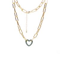 Cubic Zircon Micro Pave Brass Necklace, Heart, plated, fashion jewelry & micro pave cubic zirconia & for woman cm 