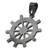 Stainless Steel Ship Wheel & Anchor Pendant, black 
