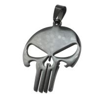 Stainless Steel Skull Pendant, black 