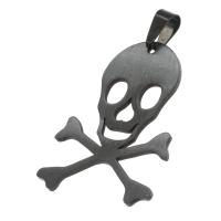 Stainless Steel Skull Pendant, black 
