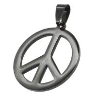 Colgante de acero inoxidable paz Logo, Logo de la paz, Negro, 34x30x1mm, Vendido por UD