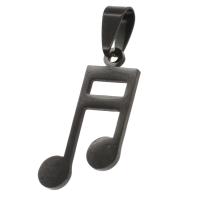 Instrumento musical de acero inoxidable y colgante de nota, Nota de la Música, Negro, 28x16x1mm, Vendido por UD