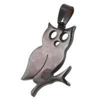 Stainless Steel Pendants, Owl, black 