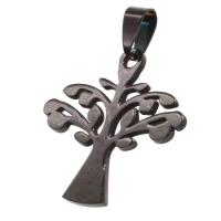 Stainless Steel Pendants, Tree, black 