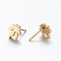 Stainless Steel Stud Earring, Maple Leaf, plated, fashion jewelry & for woman 