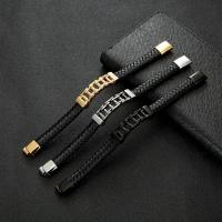 Leatheroid Cord Bracelets, Leather, with 316 Stainless Steel, plated, braided bracelet & Unisex [