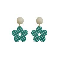 Resin Drop Earring, with Zinc Alloy, Flower, for woman, green 