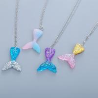 Resin Necklace, Stainless Steel, with Resin, Mermaid tail, for children .77 Inch 