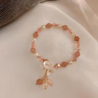 Quartz Bracelets, Strawberry Quartz, with Plastic Pearl & Zinc Alloy, fashion jewelry & for woman .69 Inch 