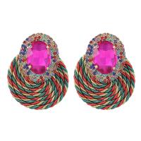 Zinc Alloy Rhinestone Drop Earring, with Polyester Cord, plated, fashion jewelry & for woman & with rhinestone 