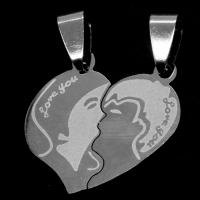 pendentif de couple en inox, acier inoxydable, coeur, couleur originale Vendu par PC