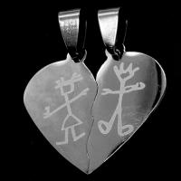 Stainless Steel Couple Pendant, Heart, original color 