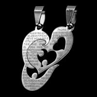 Stainless Steel Couple Pendant, Heart, original color 