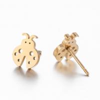 Stainless Steel Stud Earring, Ladybug, plated, fashion jewelry & for woman 