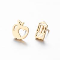 Stainless Steel Asymmetric Stud Earrings, plated, fashion jewelry & for woman 