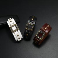 Cowhide Bracelets, Leather, with Iron & Zinc Alloy, plated, vintage design & Unisex 