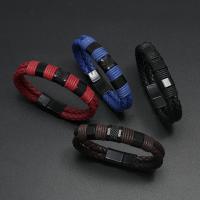 PU Leather Cord Bracelets, with Wax Cord & Zinc Alloy, plated, Double Layer & braided bracelet & Unisex 13mm Approx 8.46 Inch 